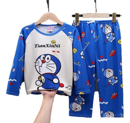 Pijama Niños Anime Doraemon Lindo Manga Larga Otoño