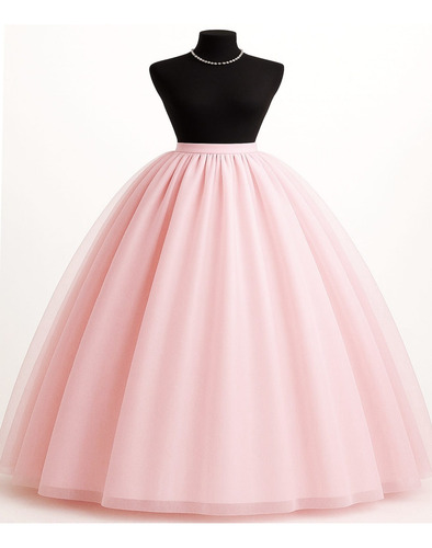 Vestidos Cherry Line: Falda Larga + Enagua 6 Aros Con Faldón