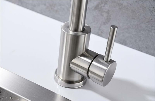 Llave Monomando Lavaplatos Acero Inoxidable Cuello Cisne