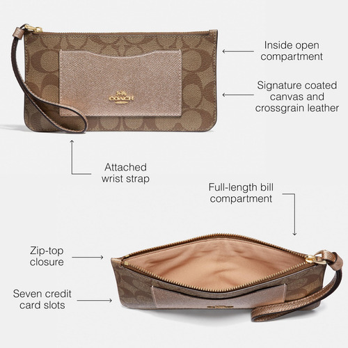 Cartera De Pulsera Wallet Coach Signature De Pvc Con Cierre