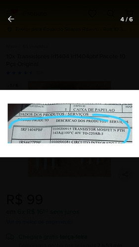 Imagem 4 de 6 de Kit 15 Pçs Irf1404 Original Taramps Com Nota Fiscal