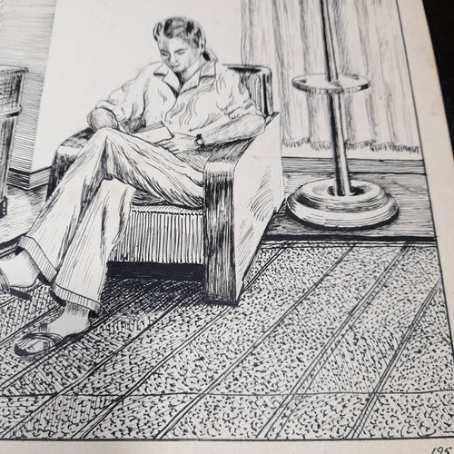 Imagem 8 de 9 de Pintura Desenho Nanquim Bico De Pena Datado 1953 Sem Moldura
