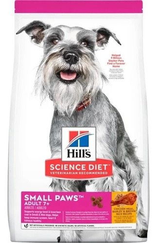  Hill's Science alimento diet adult 7 small paws para perro adulto de raza mini y pequeña sabor pollo en bolsa de 3kg