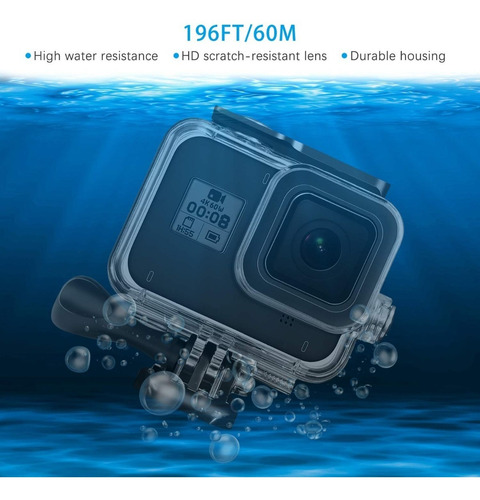 Imagen 3 de 10 de Carcasa Sumergible Para Camara Gopro Hero 8 Black 60 Mts