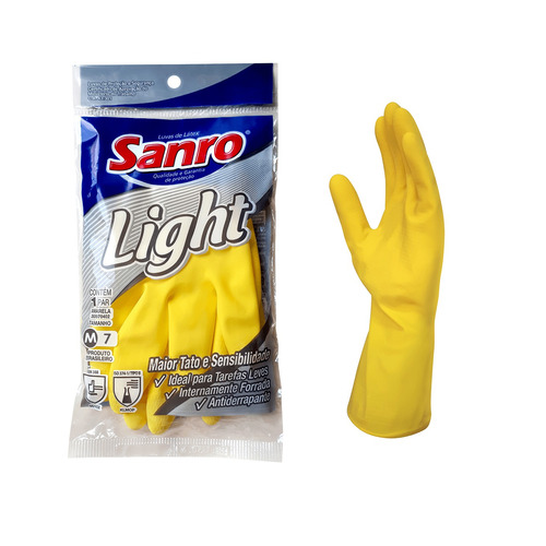 Luva Limpeza Sanro Light Maleável Sensível Tamanho M
