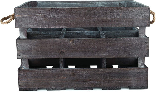 Twine Farm House Decor - Botellero Rustico De Madera Para 6