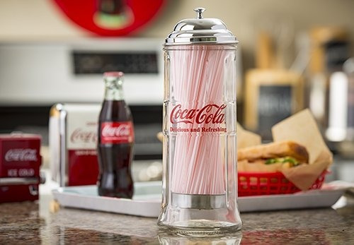 Dispensador De Pajitas De Vidrio Tablecraft Para Coca-cola C