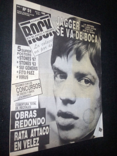 Imagen 1 de 1 de Actualidad Rock En Blanco Y Negro Jagger Se Va De Boca