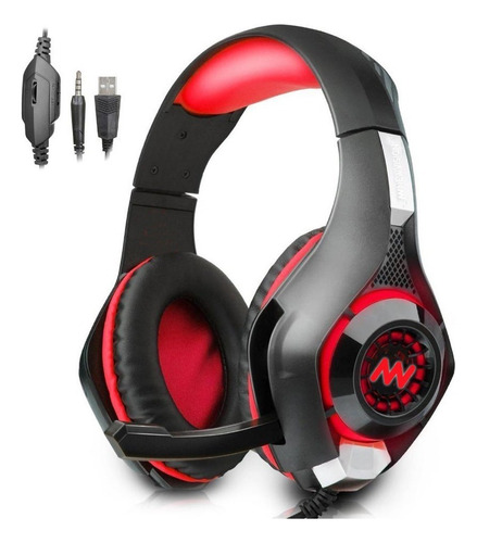 Auricular Gamer Nw400 Ps4 Ps5 Pc Xbox Sonido Hd C/ Microfono Color Rojo Color De La Luz Azul