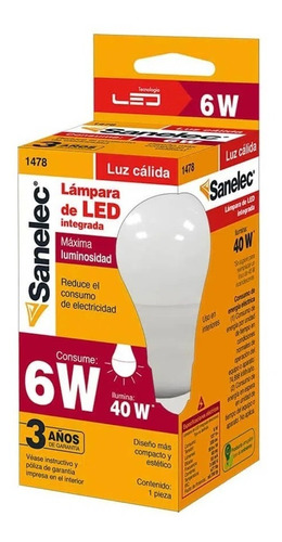 Foco Led 6w Luz Calida Super Brillo 40w De Potencia