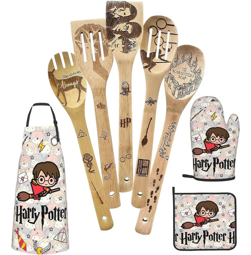 Harry Magic - Juego De 9 Cucharas De Cocina De Madera Mágica