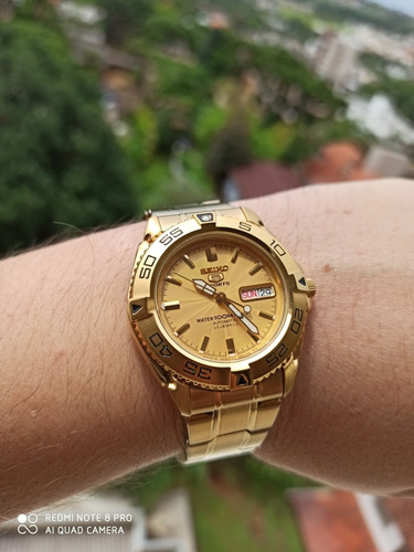 + Bonito Seiko 5 Sports 7s36-00y0 Dourado Feito No Japão