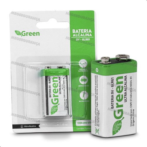 Bateria 9v Green Chipsce Ultra Alcalina 6lr61 P/ Eletrônicos