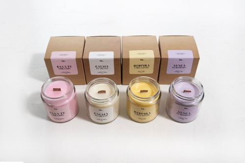 Pack 4 Velas Frasco 100gr (ambar O Transparente) Colores