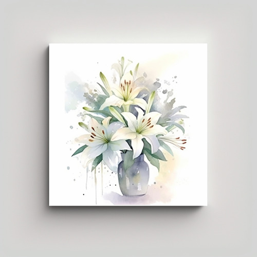 Cuadro Decorativo Lillies En Tonos Y Matices Blancos 50x50cm