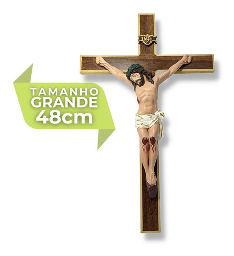 Cruz De Madeira Parede Com Imagem Lindo 48cm