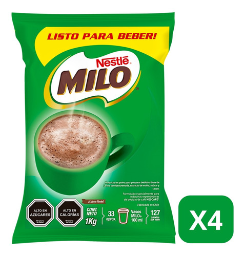 Pack Milo® Listo Para Beber 1kg X4