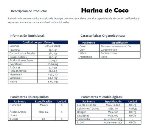 Imagen 3 de 4 de Harina De Coco Orgánica Keto Calidad Premium 1 Kg