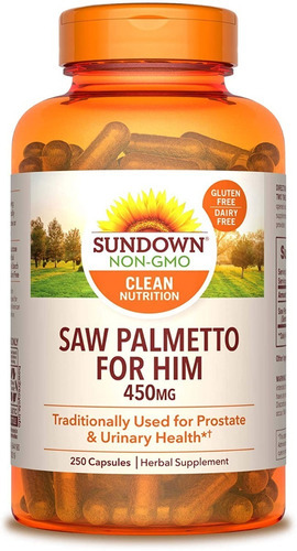  Saw Palmetto Sundown Capsules, 450 Mg, 250 Capsulas Sabor Sin Sabor