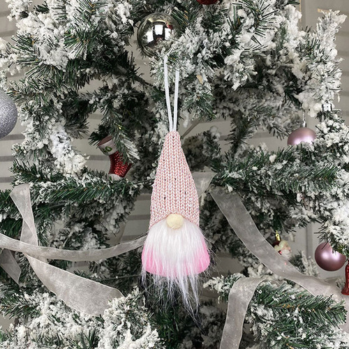 Colgante Decorativo Navideño Con Figura De Anciano Sin Rostr Color Rosa