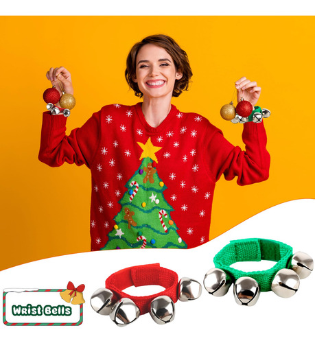 28 Piezas De Pulsera De Navidad Con Campanas De Ritmo