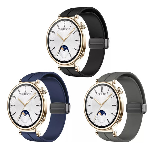 3 Correas 18mm Silicona Magnética Para Huawei Watch Gt4 41mm