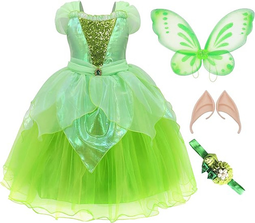 Tinkerbell Disfraz Hada Verde Para Niñas Pequeñas Disfraz Ha