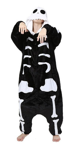 Disfraz Y Pijama Esqueleto Niño Y Adulto Kigurumi Halloween 