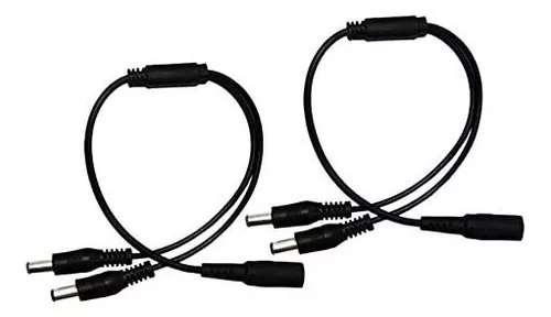 Paquete de 2 Cables Divisor de alimentación de 1 a 6 vías CC de 5,5 mm x 2,1 mm para cámaras CCTV DVR Tira de luz LED 