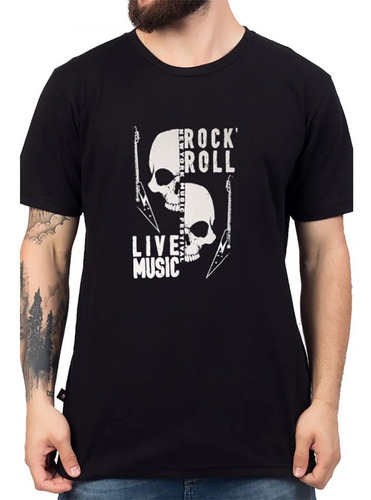 Camiseta Rock Roll Live Music 100% Algodão - Unissex