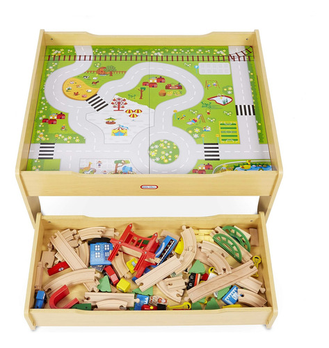 Pequeños Tikes Train De Madera Real Y Mesa Para Niños Con Má