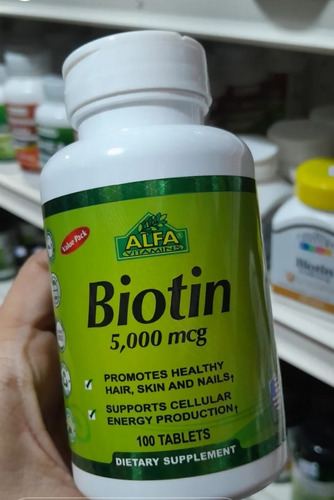 Suplemento Alfa Biotin 5.000 Mcg Vitaminas 100 Tabletas  