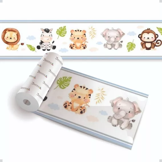 Faixa Decorativa Infantil Bebê Papel Parede Safari Animais