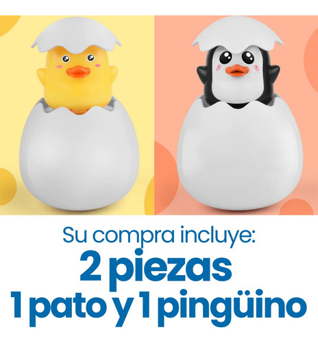 2 Piezas Juguete Baño Niños Regadera Huevo Pingüino Ducha F