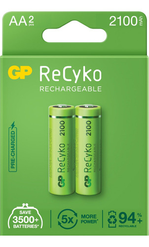 2 Pilhas Aa Recarregáveis Da Gp Recyko De 2100 Mah