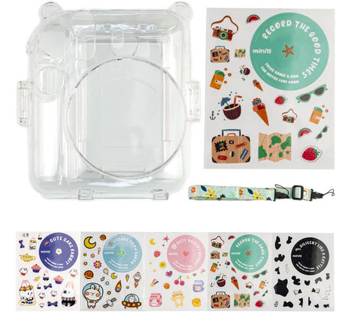 Kit Funda Transparente Para Instax Mini 12 Con Calcomanías