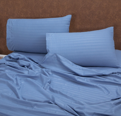 Sábanas King Size Ultra Suaves Premium. Blancos Azteca. Color Azul Claro Diseño De La Tela Liso