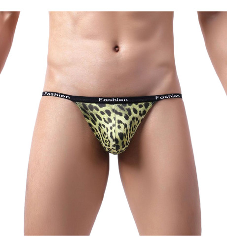 Bragas T Para Hombre De Cintura Baja Con Estampado De Leopar