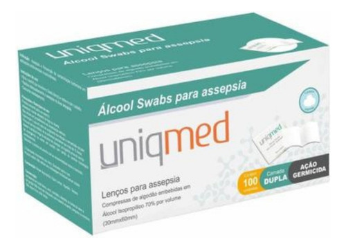 Álcool Swab 70% Saches Lenços Umedecidos 100un - Uniqmed