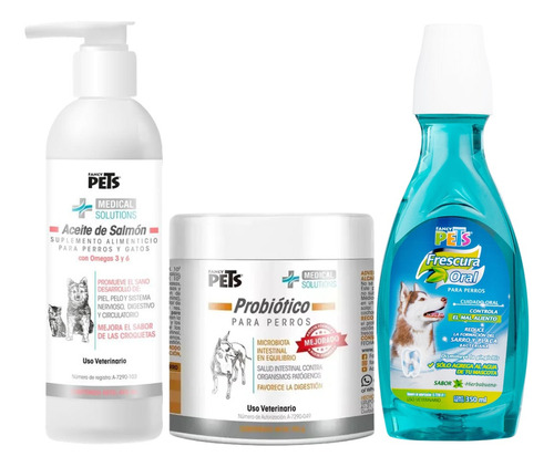 Probioticos + Aceite De Salmon + Enjuague Bucal Para Perros Menta