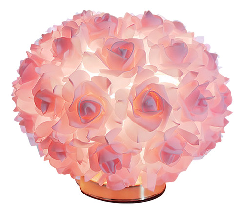 Lámpara De Mesa Rosa Con Luz Nocturna Floral, Decoración De