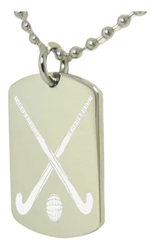 Medalla Cadena O Llavero Acero Hockey Grabado Laser Color Plateado