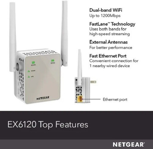 Extensor de señal wifi Netgear AC1200 blanco