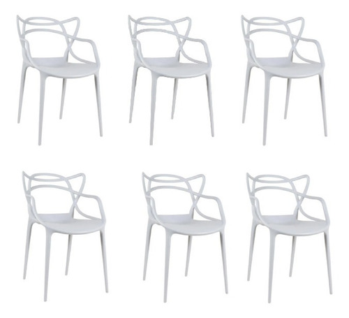 Cadeira de jantar Elidy Allegra, estrutura de cor  cinza, 6 unidades