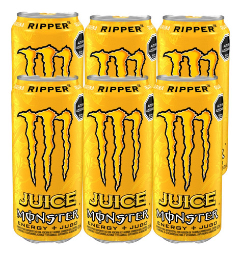 Monster Juice Ripper Lata 473cc Energeticas 6 Pack Bebida