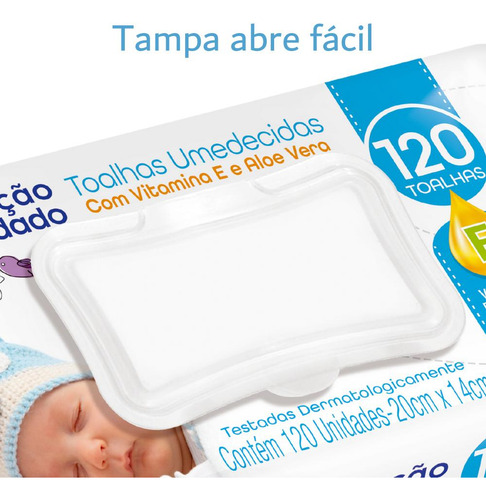 Kit 12 Toalha Umedecida Proteção Cuidado Aloe Vera Vitaminae