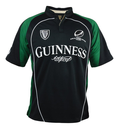 Camiseta De Rugby Guinness Negra Y Verde De Manga Corta (xl)