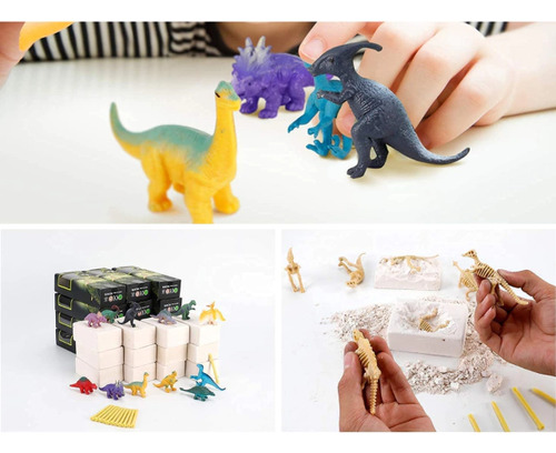 Kit Excavación Con Mini Dinosaurio Y Esqueleto Fósil Coelophysis