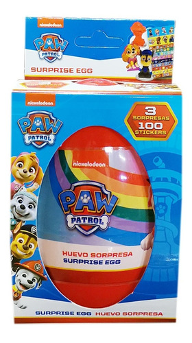 Paw Patrol -  Huevo Sorpresa Grande  - 3 Figuras - Stickers 