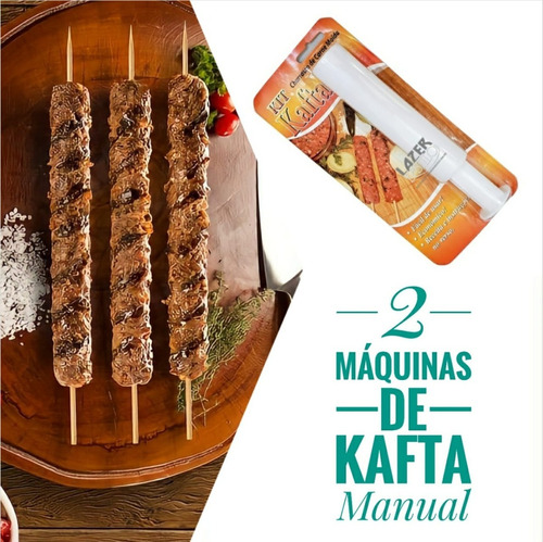 2 Maquinas De Kafta Injetor Espetinho Pratico Carne Moida